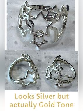 Openwork Star Cluster Ring - Gold Plated Size 7